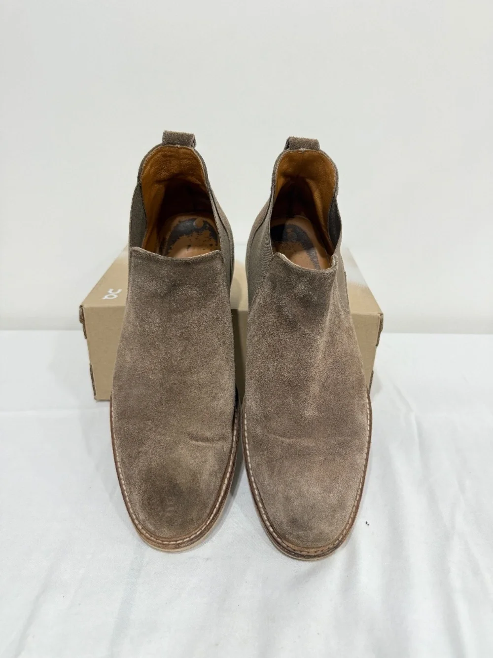 Used W/O Box! Men's Italian Brown Tan Suede Dress Slip On Chelsea Boots EU 46